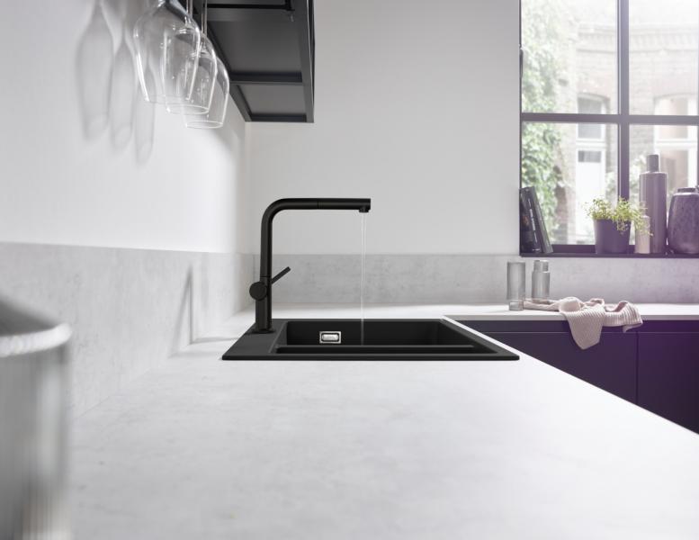 hansgrohe Talis M54 k&oslash;kkenarmatur m/L-tud og udtr&aelig;k - Mat sort