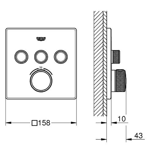 Grohe Cube SmartControl 310 komplet brusesystem m/SmartActive brus til indbygning - B&oslash;rstet Hard Graphite