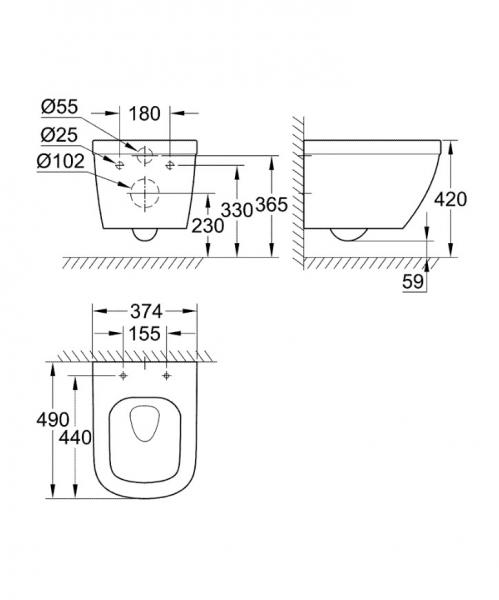 Grohe Euro kompakt Rimless toiletpakke inkl. sæde m/soft-close, lav cisterne og krom betjening Grohe Euro kompakt Rimless toiletpakke inkl. sæde m/soft-close, lav cisterne og krom betjening