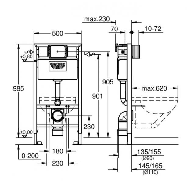 Laufen Roca Gap RIMless toiletpakke inkl. sæde m/soft-close, mellem cisterne og hvid betjening Laufen Roca Gap RIMless toiletpakke inkl. sæde m/soft-close, mellem cisterne og hvid betjening