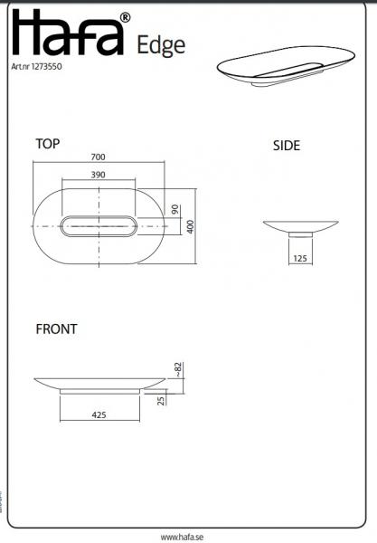 Hafa Edge 70 oval fritst&aring;ende bowlevask - Uden overl&oslash;b