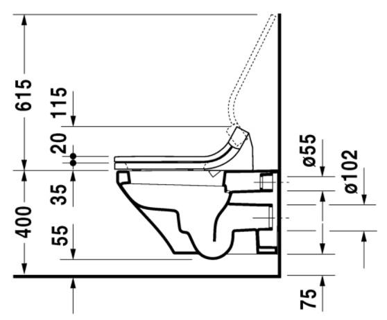 Duravit DuraStyle Rimless hængeskål m/wondergliss til sensowash sæde Duravit DuraStyle Rimless hængeskål m/wondergliss til sensowash sæde