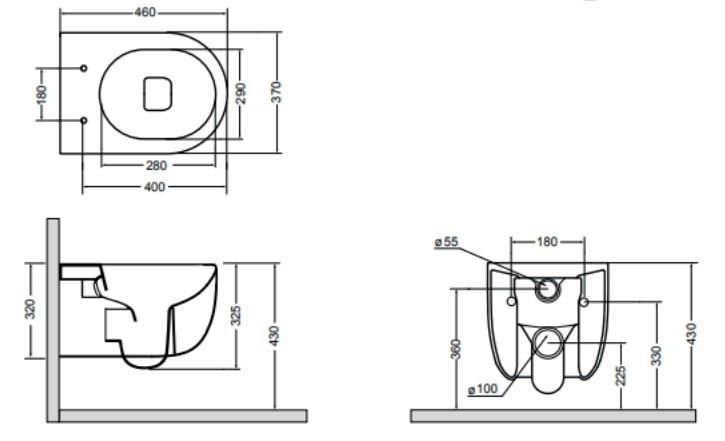 Lavabo Glomp Mat grå Mini rimless toiletpakke inkl. sæde m/soft-close, cisterne og mat sort betjening Lavabo Glomp Mat grå Mini rimless toiletpakke inkl. sæde m/soft-close, cisterne og mat sort betjening