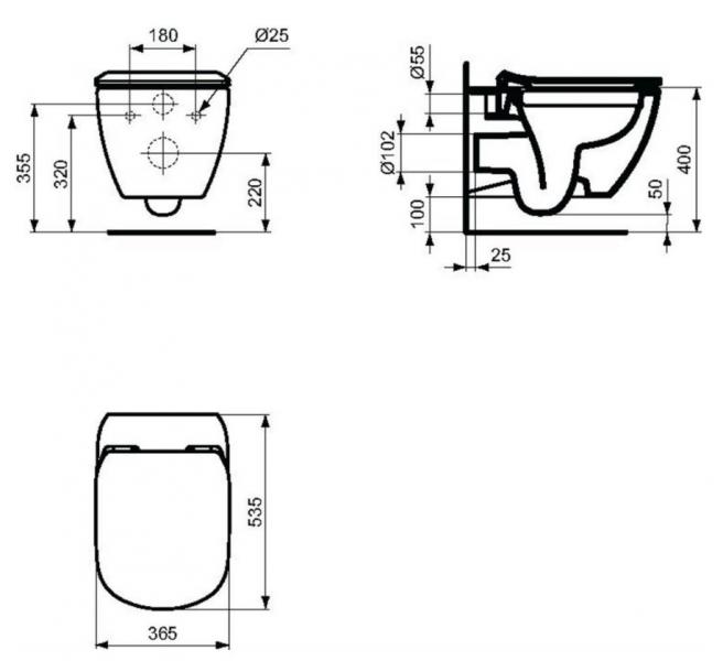 Ideal Standard Tesi toiletpakke inkl. sæde m/soft-close, mellem cisterne og hvid betjening Ideal Standard Tesi toiletpakke inkl. sæde m/soft-close, mellem cisterne og hvid betjening