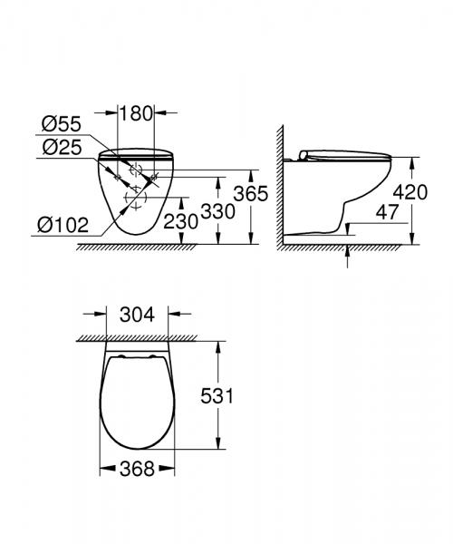 Grohe Bau Rimless væghængt toilet m/softclose sæde Grohe Bau Rimless væghængt toilet m/softclose sæde