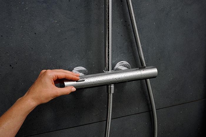hansgrohe Pulsify S Puro 260 Showerpipe 1jet m/EcoSmart, EcoStat Fine og 3jet h&aring;ndbruser - Krom