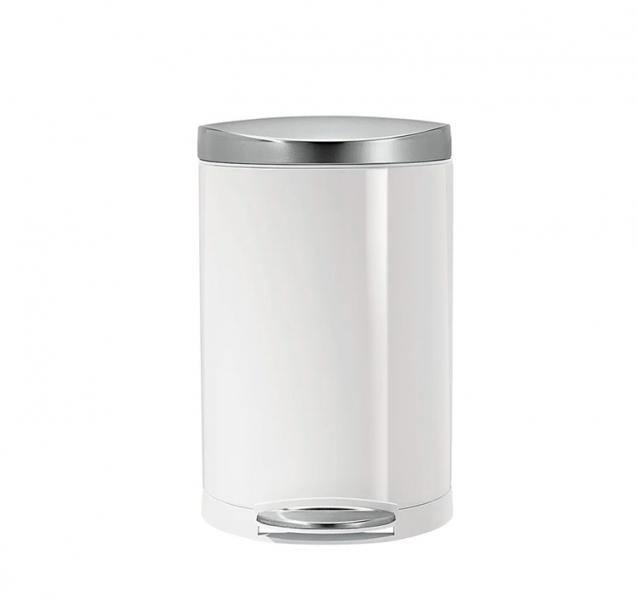 Simplehuman halvrund toiletspand 10L - Hvid/stål Simplehuman halvrund toiletspand 10L - Hvid/stål