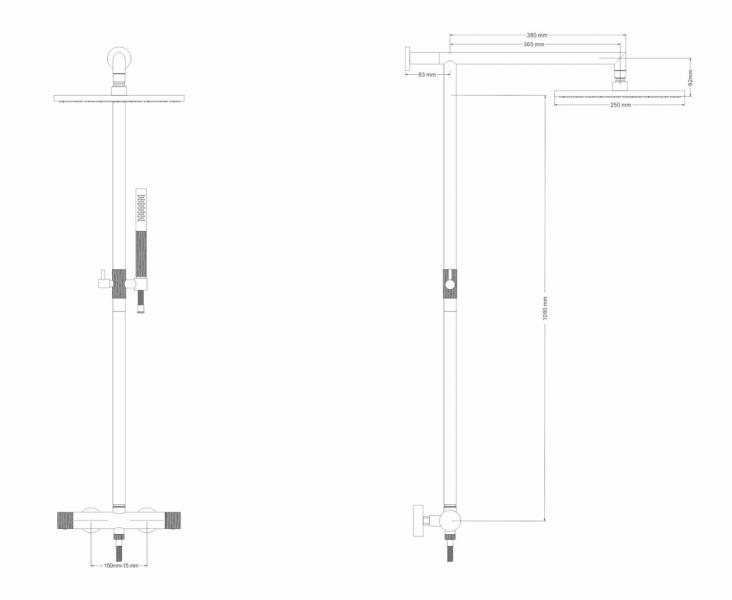 Cassøe Crystal Cut komplet brusesystem - T8 - Børstet messing Cassøe Crystal Cut komplet brusesystem - T8 - Børstet messing