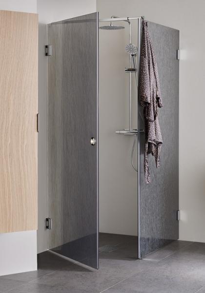 Hafa Infinity bruseniche m/fast væg - Lace glas - Krom - 90x90 cm Hafa Infinity bruseniche m/fast væg - Lace glas - Krom - 90x90 cm